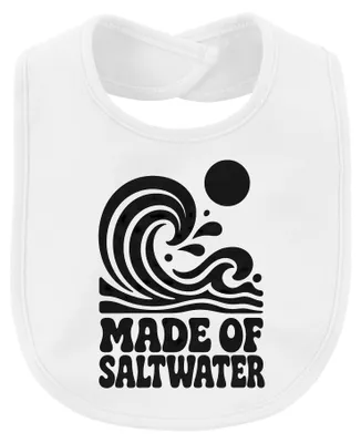 Image de Bavoir pour bébé, blanc, avec l'inscription "Saltwater Welle Surfer Meer Ozean Urlaub Wellenreiten"
