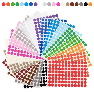 Imagen del producto de Puntos adhesivos de colores, 15 mm, 1920 unidades. Pegatinas redondas, puntos de marcado