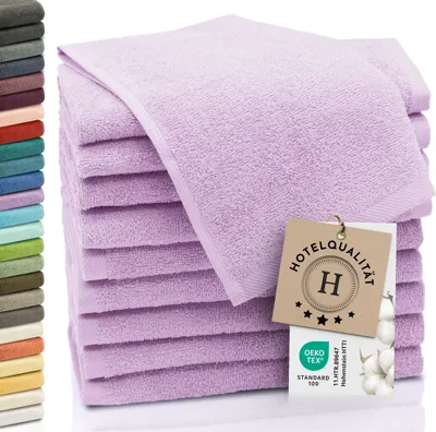 Produktbild von 10er Set Gästetücher, Baumwolle, 30x50 cm, 420g/qm, flieder (lila)