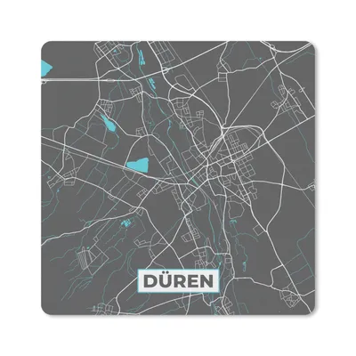 Obrázok produktu pre Podložka pod myš - Nemecko - Modrá - Düren - Mapa mesta - Mapa - Plán mapy - 20x20cm - Rohožka pod myš