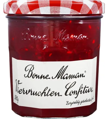 Produktbild von Bonne Maman Viervruchten Konfitüre 370g – Fruchtaufstrich mit 4 Früchten, natürlich lecker