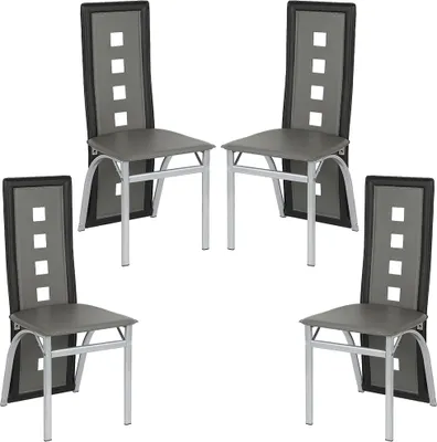 Produktbild von 4er-set Esszimmerstühle Stuhl Hochlehner Polsterstuhl Sitzgruppe Essgruppe Esszimmerstuhl Wartestuhl Besucherstuhl (Grau-schwarz)