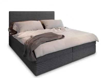 Produktbild von Masseno Boxspringbett PISA 180x200 cm Komplett-Set mit Bonell Matratze und Topper, Polsterbett mit Bettkästen -Grau, TILIA 90