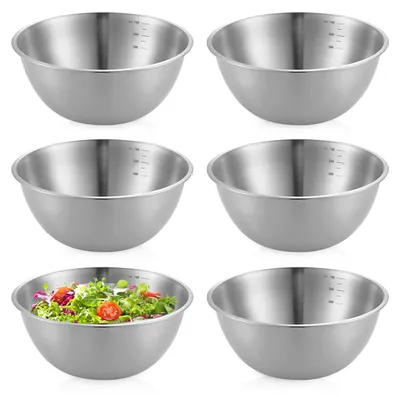 6 Edelstahl-Schüsseln, 700 ml, Ø 17 cm, stapelbar