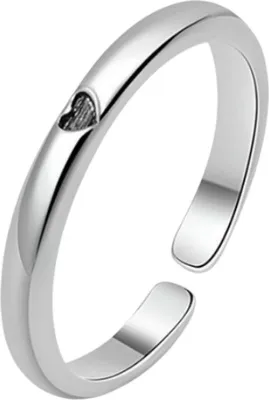 Image de INF Bague ouverte réglable en forme de cœur Argent