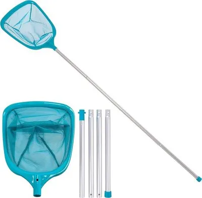 Produktbild von Famanu Schwimmbadreinigungsnetz 150 cm - mit 4 Aluminiumstangen, grün