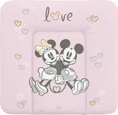 Produktbild von Ceba Baby Wickelauflage 75x72 cm - Weiche Wickelunterlage zum Wechseln von Windeln, mit Disney-Motiven - Robustes PVC, abwaschbar - Wickeltischauflage - Minnie & Mickey Rosa