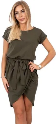 Produktbild von Khakifarbenes Wickelkleid mit Bindedetail