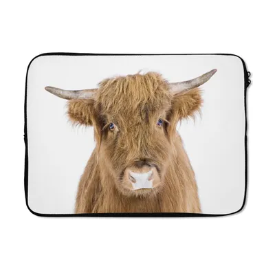 Produktbild von MuchoWow® Laptop Hülle 13 Zoll Schottischer Hochländer - Tiere - Braun - Natur Laptoptasche - Laptophülle - Sleeve - Rundumschutz