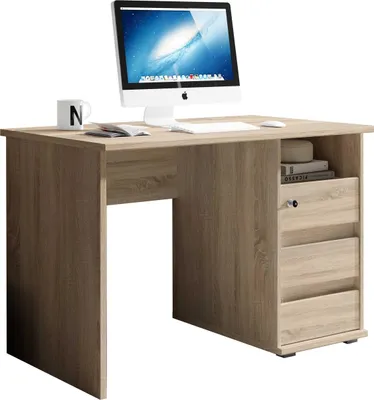 Obrázok produktu pre Písací stôl - Imitácia dub sonoma - 110 x 65 cm - 1 polica - 3 zásuvky