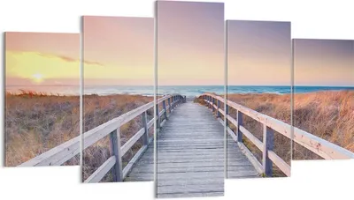 Produktbild von Bild auf Leinwand - Leinwandbild - 5 Teile - Weg Meer Brücke - 160x85cm - Wand Bild - Wanddeko - Wandbilder - Leinwanddruck - Bilder - Wanddekoration - Leinwand bilder - Wandbild - EA160x85-4948