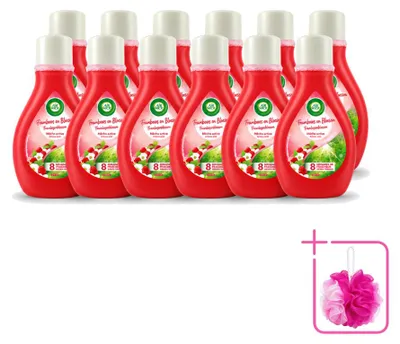 Imagen del producto de 12 unidades de ambientador en spray Air Wick, aroma frambuesa y flores, 375 ml. Paquete económico