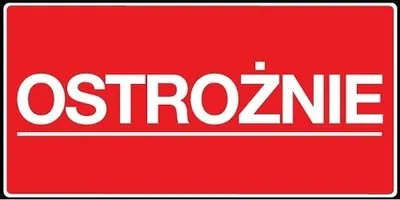 Zdjęcie produktu dla Etykiety Ostrzegawcze OSTROŻNIE 100szt ROLKA Naklejki Papier Półbłysk 10x5