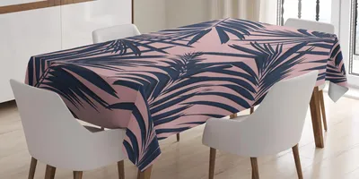 Produktbild von ABAKUHAUS Navy und Blush Tischdecke, Sommer exotische florale tropische Palme Blatt Bananenpflanze Hawaii, 140 x 170 cm, Night Blue Hellrosa