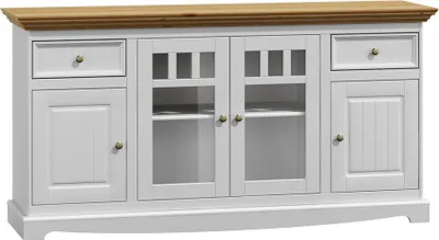 Produktbild von Vitrinenschrank Küchenbüfett Landhaus Regal Anrichte Schrank Buffet Vitrine neu