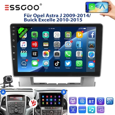 Produktbild von Autoradio 2 DIN mit 9 Zoll Touchscreen Android 14 GPS Navi Carplay Android Auto Rückfahrkamera Bluetooth Freisprechanlage WLAN 4x45 Watt für Opel Astra J