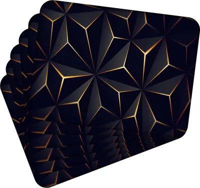 Obrázek produktu pro Sada 6 kusů prostírání 40x30 cm Černo-zlaté prostírání z materiálu Low Poly Omyvatelné -Korková podložka odolává teplotám do 100 °C