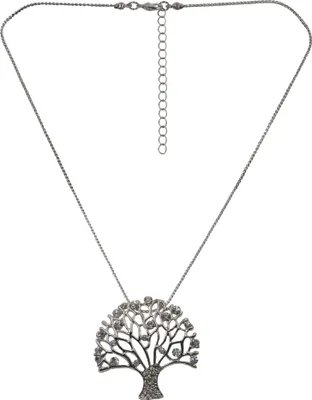 Produktbild von Steuer Modeschmuck Anhänger mit Kette Lebensbaum silberfarben mit 38 Glassteinen
