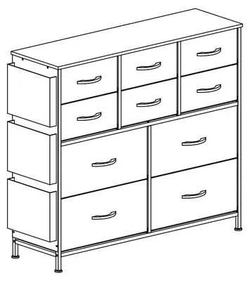 Immagine prodotto di Comodino con cassetti, mobiletto laterale, versatile, capiente (99*30*89 cm), colore bianco, realizzato in materiale composito di legno (MDF/pannello truciolato), struttura in metallo robusta, design...