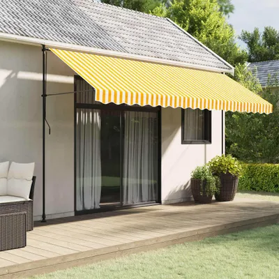Zdjęcie produktu dla Maison Exclusive - Markiza ręczna, żóło-biała w paski, 4,5 m
