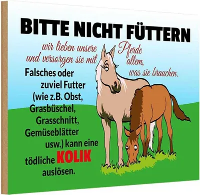 Produktbild von vianmo Holzschild 12x18 cm bitte nicht füttern Pferd Kolik