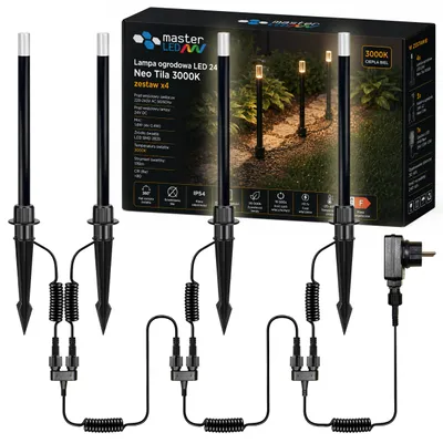 Produktbild von MasterLED Neo Tila LED Erdspießleuchte 24V 3000K IP54, 4er Set mit Netzteil