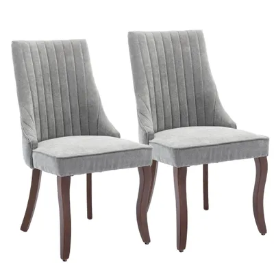 Produktbild von Esszimmerstuhl Chenille 2er-Set Küchenstuhl, 4 Holzfüße mit Verstellbaren Fußpads