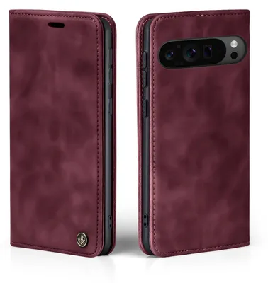 Produktbild von Handy Hülle für Google Pixel 9 Pro XL Klapphülle Bookcase Flip Cover Handy Tasche Etui Farbe: Weinrot