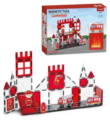 Zdjęcie produktu dla Klocki magnetyczne straż pożarna 32 el. - Magnetic Tiles  3+