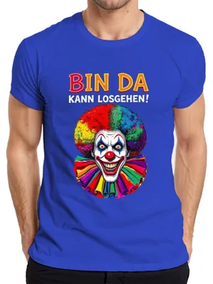 Productafbeelding van Clown T-shirt, Kölner carnaval, "Jeck" (gek), vastenavond, nar, heren, blauw, 3XL