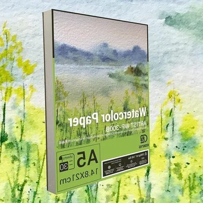 Produktbild von Aquarelblok für Wasserfarbenmalerei, 100% Baumwolle, DIN A5, 30 Blätter, 300 g/m², weiß
