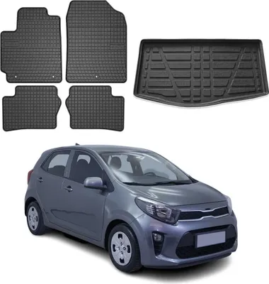 Immagine prodotto di Set tappetini e fodera bagagliaio per Kia Picanto hatchback 2017-2025 gomma 5x