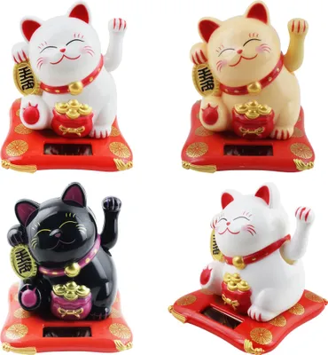 Produktbild von Glückskatze Maneki-neko Talisman Set Solar 7,5cm Winkekatze Lucky cat