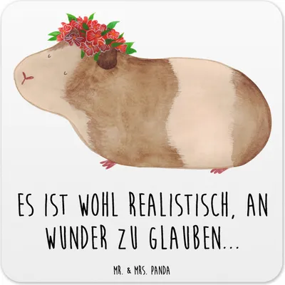 Produktbild von Mr. & Mrs. Panda Untersetzer für Gläser Meerschweinchen Weisheit 15er Set - Weiß - Geschenk, Tischuntersetzer, Glas-Untersetzer, Tassen, Wunder, Lustige Sprüche, Spruch