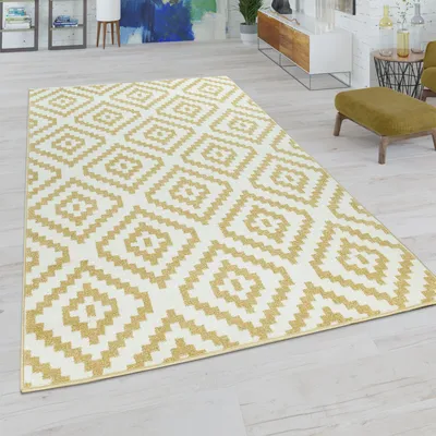 Produktbild von Wohnzimmer Teppich, Rauten Muster in Pastell Farben, Moderner Boho Ethno Look Grösse 120x170 cm