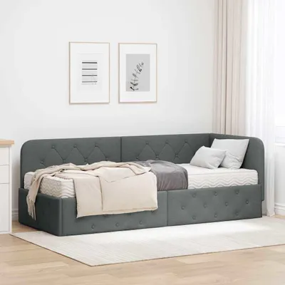 Image de Maison Exclusive - Cadre de lit d'angle gris foncé 80 x 200 cm tissu