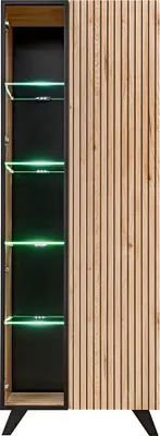 Produktbild von Vitrine, Kastanienholzoptik mit schwarz, LATERZA-164