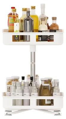 Image de Étagère rotative à 360° - Organisateur de cuisine - Rangement multifonctionnel - Acier inoxydable durable - Facile à nettoyer - Organisateur de cuisine