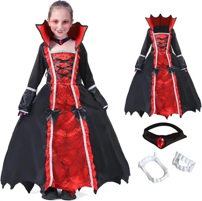 Produktbild von Vampirkostüm Verkleidung Halloween Langes Elegantes Schwarz 10-12 Jahre