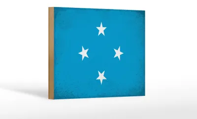 Produktbild von Holzschild Flagge Mikronesien 18x12 cm Micronesia Vintage Dekoration