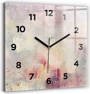 Produktbild von Wallfluent Wanduhr – Stilles Quarzuhrwerk - Uhr Dekoration Wohnzimmer Schlafzimmer Küche - Zifferblatt - schwarze Zeiger - 30x30 cm - Gemalte Abstraktion
