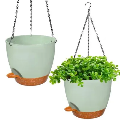Immagine prodotto di Vaso sospeso con sistema di irrigazione, 20,5 cm, verde, plastica