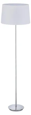 Obrázok produktu pre Stojaca lampa Relaxdays s látkovým tienidlom, pochrómovaná základňa, pätica E27, Ø 40 cm, do obývacej izby, výška 148,5 cm, biela