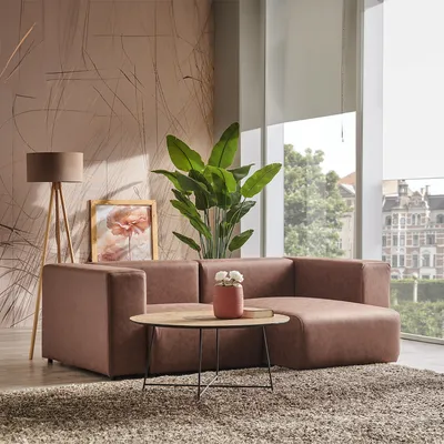 Produktbild von 2-Sitzer Sofa 'Suldal' mit Longchair WildKunstleder Hellbraun