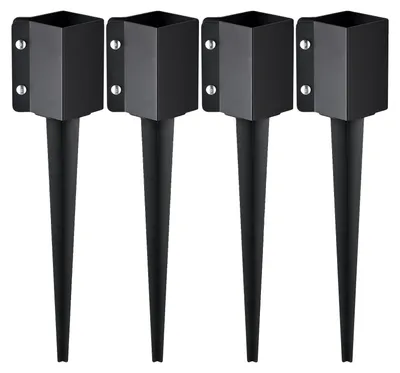Produktbild von VEVOR Zaunpfostenanker Erdspike, 8er Pack 36 x 4 x 4 Zoll Außendurchmesser (Innendurchmesser 3,5 x 3,5 Zoll), Metall schwarz pulverbeschichteter Pfahlanker für Briefkasten, Terrasse, Gartenzaun, 24 Zoll-b, 4 Stück-a