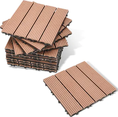 Produktbild von Faziango Terrassenfliesen 11 Stück (1m²) Klickfliesen in Holzoptik, WPC Fliese,30 x 30cm, Braun