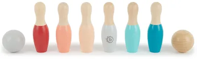 Imagen del producto de Omgoods - Mini juego de bolos de madera para niños, juego de 8 piezas