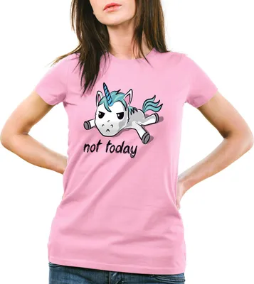 Produktbild von style3 Not today Unicorn Einhorn Damen T-Shirt, Farbe:Pink, Größe:2XL