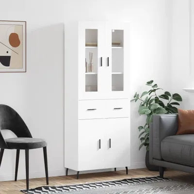Produktbild von "2026 Promotion" Highboard/Vitrine/Beistellschrank - Weiß 69,5x34x180 cm Holzwerkstoff - Kommoden CC10606