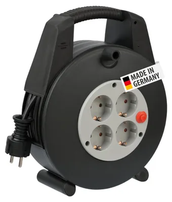 Imagen del producto de Brennenstuhl Vario Line, caja organizadora de cables, 4 salidas, color negro/gris claro, 15 metros, cable H05VV-F 3G1,5, modelo 1094200